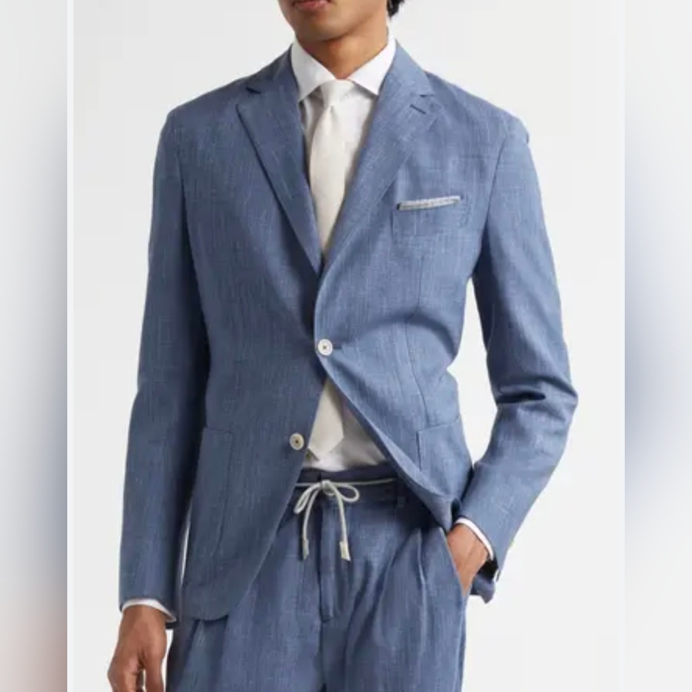 New Eleventy $1895 Platinum Jacket Blazer Men's 48 Blue Wool Unstructured